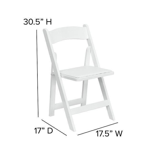 Party 1000lb Weight Capacity Wimbledon Portable White Resin Folding Chairs
