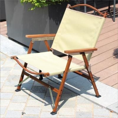 Made of Aluminum Frame Stained with Wood Grain Solid Wood Armrests Lightweight Camping Chair