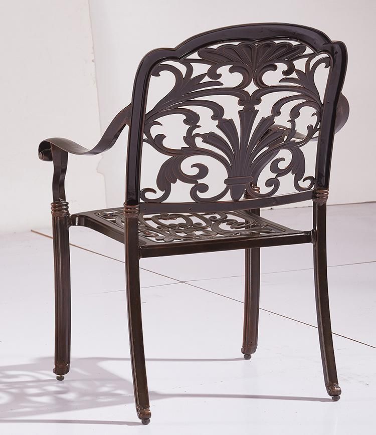 Cast Aluminum Modern Outdoor Dining Metal Chair Stackable for Garden