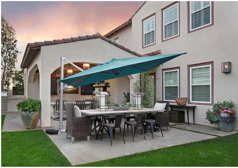 Outdoor UV Roman Umbrellea Waterproof Material Furniture 3*3m Handing Umbrella with LED Light Parasol