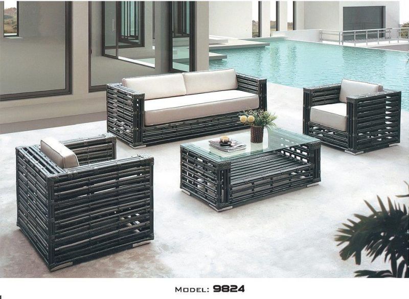 Custom Luxury Outdoor Furniture Leisure Aluminum Metal Teak Wood Sofa