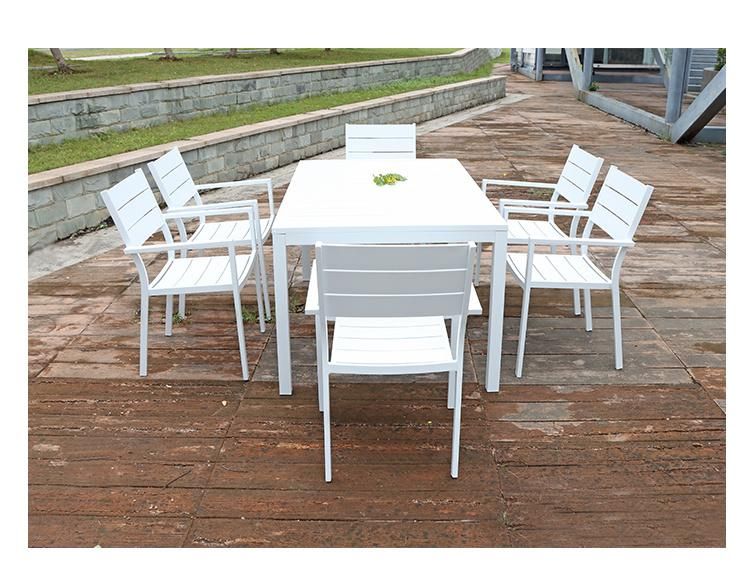 5-Piece Metal Patio Outdoor Dining Set Garden Table and Stack Chairs Patio Furniture