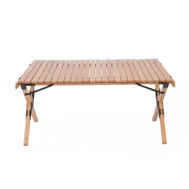 Picnic Camping Outdoor BBQ Natural Egg Roll Wooden Folding Table