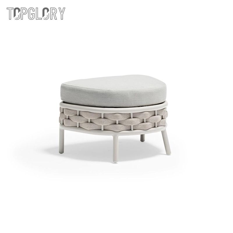 Modern Outdoor Leisure Garden Patio Hotel Home Furniture Rope Lounge Sofa with Pedal and Side Table