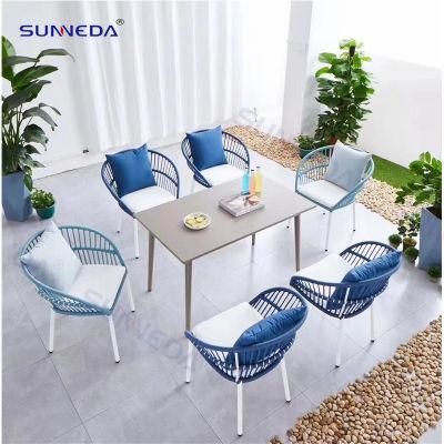 Patio Dining Set with Kd Structure Aluminum Table Top and 6PC Chairs