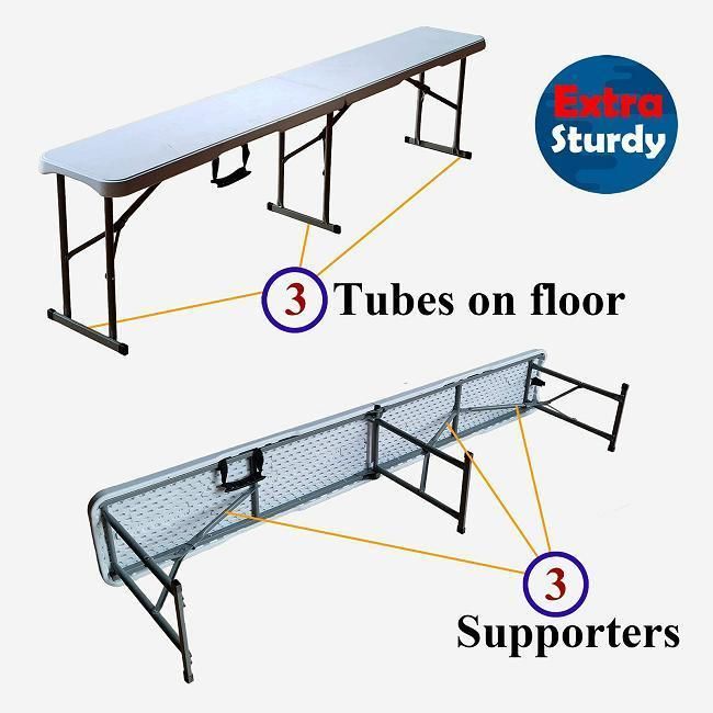 High Quality 6FT Outdoor Lightweight Plastic White Folding Bench