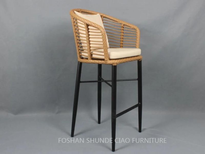 Stackable Leisure Garden Rattan Bar Chair Outdoor Furniture with Cushion