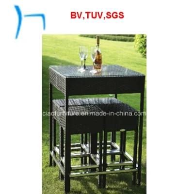F- Saving Space Outdoor Patio Rattan Bar Table (Gt5089+ Gt3078)