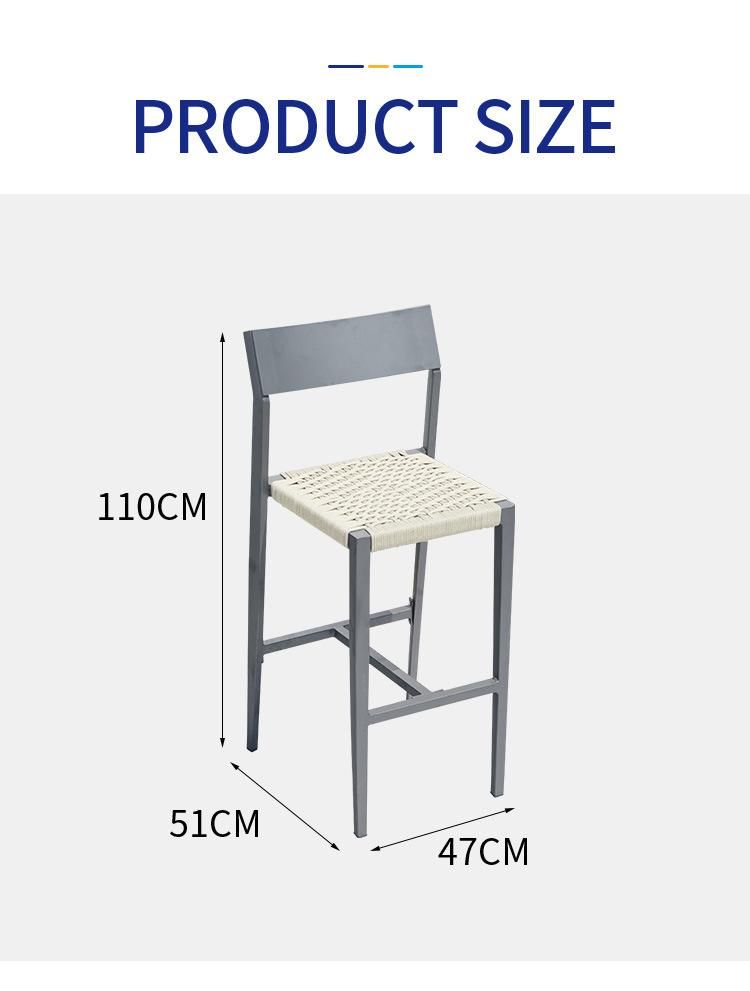 Vangarden Aluminum Rope Woven Garden Outdoor Bar Chair