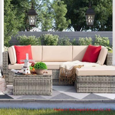 5 Pieces Patio Furniture Sets Outdoor Sectional Sofa Manual Weaving Rattan Wicker Set