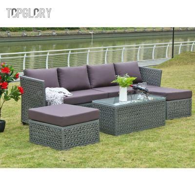 Outdoor Rattan Furniture Chair Aluminum Frame Glass Coffee Table Patio Courtyard Lounge Leisure Garden Sofa Sets