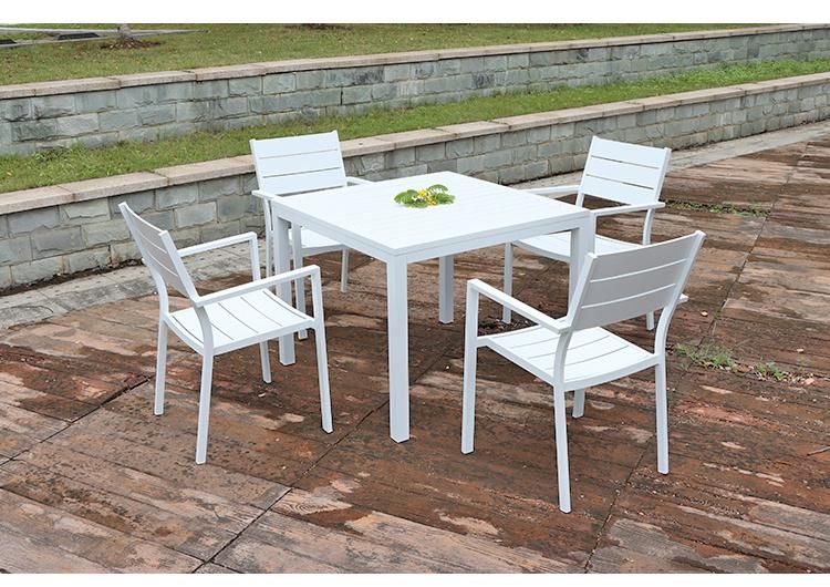 5-Piece Metal Patio Outdoor Dining Set Garden Table and Stack Chairs Patio Furniture