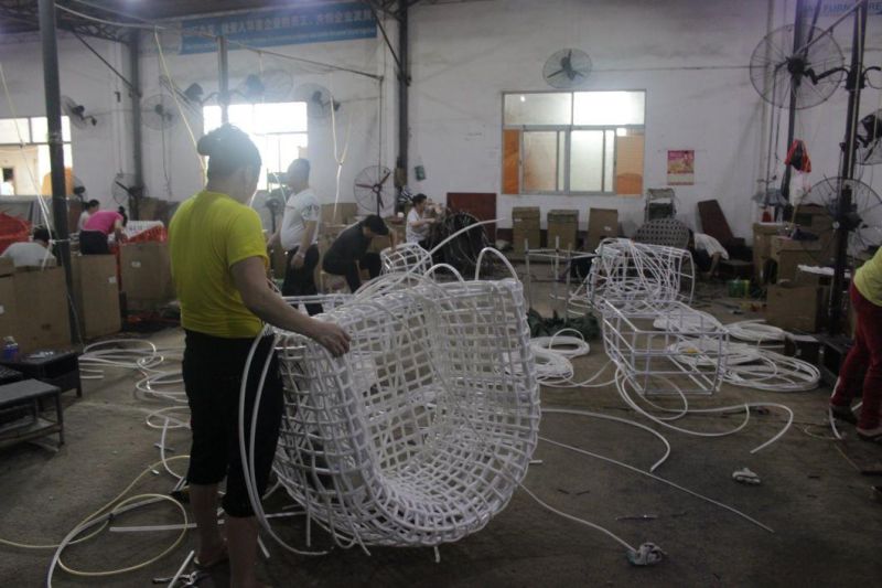 Industrial Urban Patio Dining Table Set Outdoor White Wicker Rattan Garden Furniture