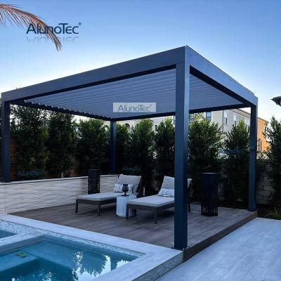 AlunoTec Outdoor Waterproof Sunshade Louvered Roof Pergolas Kits Bioclimatic Gazebo Aluminum Pergola
