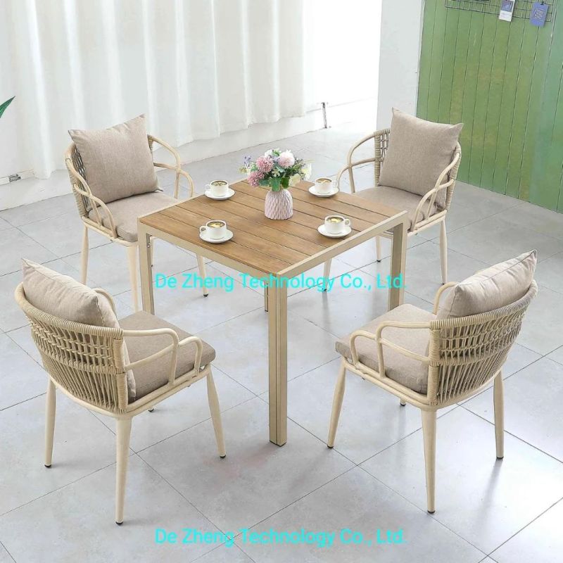 Bistro 5PCS Dining Sets Hotel White Garden Furniture Aluminum 4 Seater Chairs Square Table Outdoor Dining Set