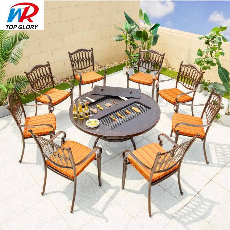 Outdoor Barbecue Table Set Cast Aluminum BBQ Grill Furniture Table