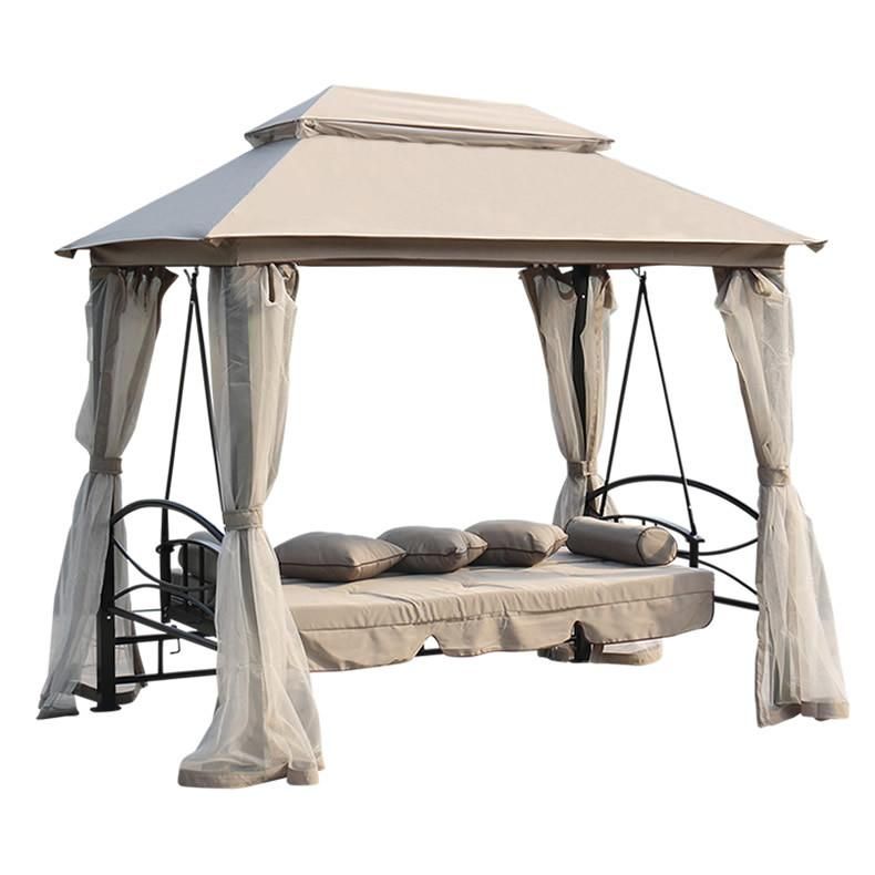 Luxury Garden Swing Chair with Double Roof and Mosquito Net
