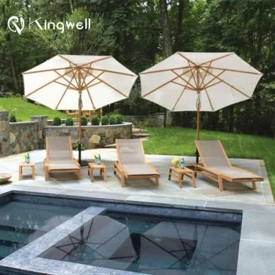 Best Wooden Relax Modern Outdoor Patio Teak Wood Furniture Sun Lounger with Coffee Table