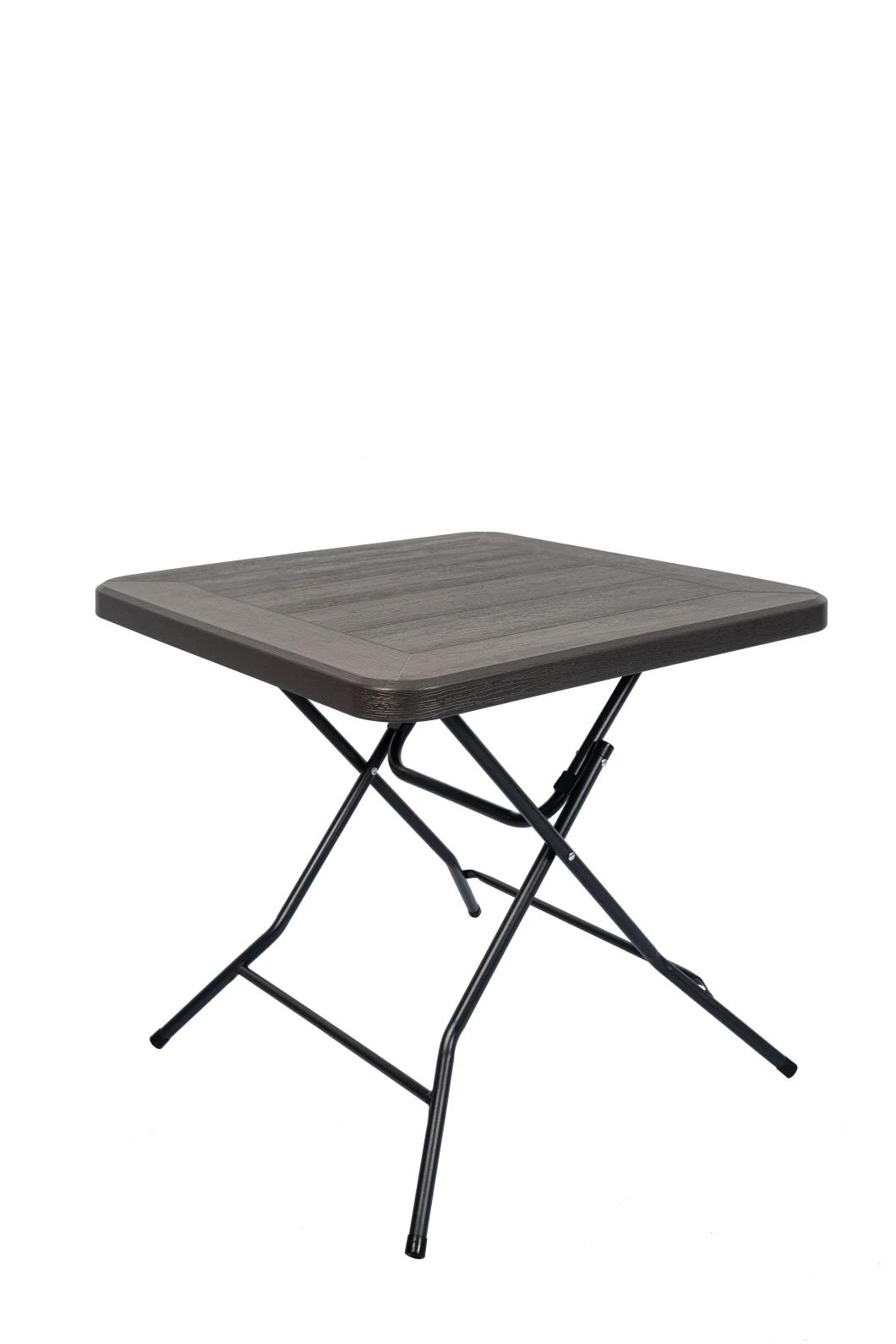 Living Leisure Square Table/HDPE Blow Molding Wood Design Table Top Square Table/80cm Wooden PE Table
