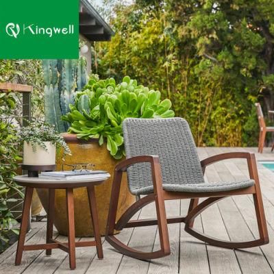 Garden Teak Wooden Rocking Chairs with Rope Weaving for Adults