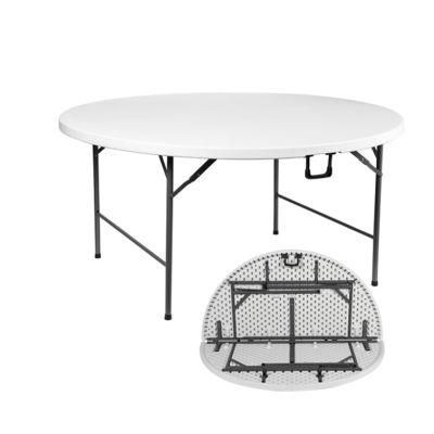 4FT Portable Outdoor White Plastic Round Folding Table for Banquet