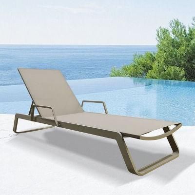 Without Armrest Textilene + Aluminum OEM Hotel Furniture Chaise Lounge