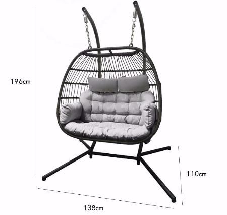 Outdoor Garden Patio Bistro Balcony Assembled Folding Egg Swing Chair