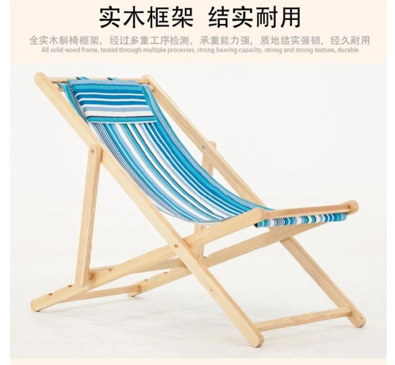 Comfortable Bamboo Folding Sun Lounger for Outdoor Beach
