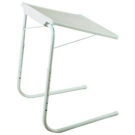 White Adjustments TV Dinner Tray with Compact Storage