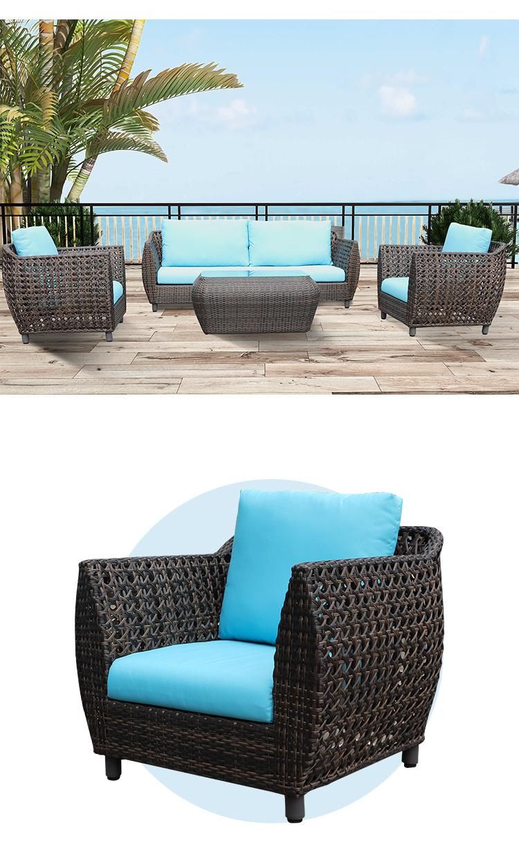 Outdoor Black Rattan 2 Seater Sofa Set and Table with Cushion Garden Waterproof Couch Furniture