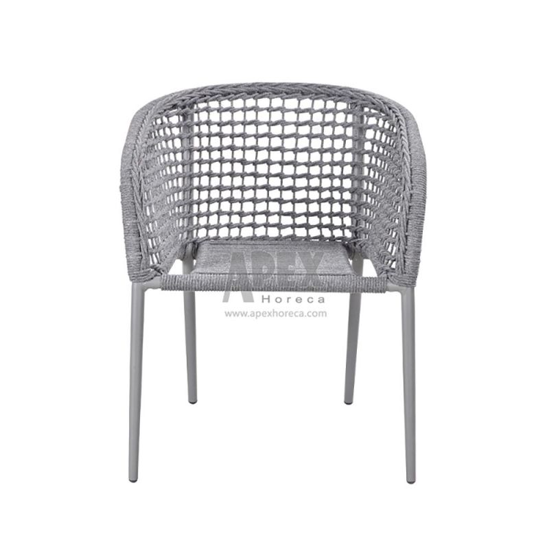 Hotel Garden Outdoor Furniture Aluminum Rattan Rope Armrest Chair Wholesale