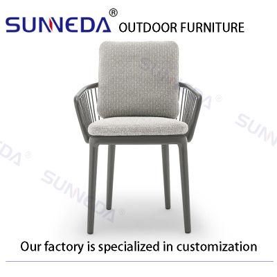 Patio Outdoor Simple Portable Aluminum Frame Chair with Foot Cushion