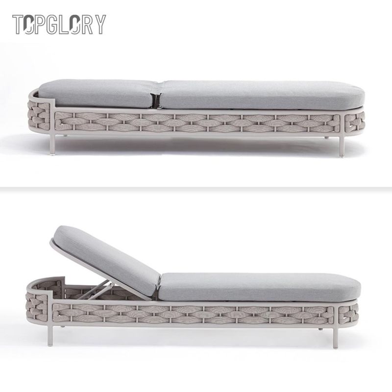 New Design Series Aluminium Frame Rope Textilene Leisure Beach Swimming Pool Chaise Outdoor Sun Lounger