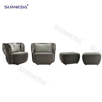Aluminum Rope Outdoor Sofa Chair Comfortable Ottoman