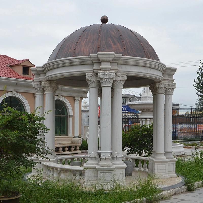 Large Gazebo with Stone Columns and Iron Roof Garden Pavillon Sets