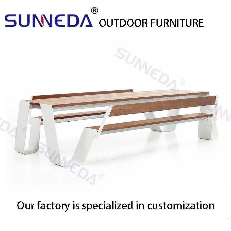 Long Solid Core Aluminum Frame One-Piece Round Table and Chair