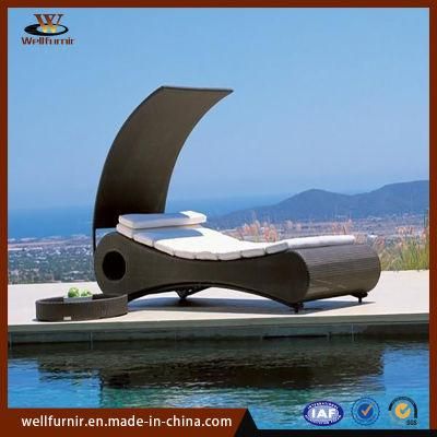 Well Furnir Rattan Garden Furniture Sun Loungers Wicker Daybed (WF-339)