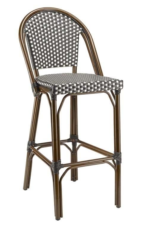Cheap Restaurant PE Rattan Outdoor Bistro Woven Bar Chair with Back Rest