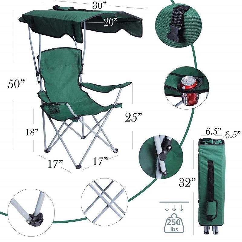 Sun Umbrella Handrail Beach Chair Portable Folding Outdoor Children Camping Chair