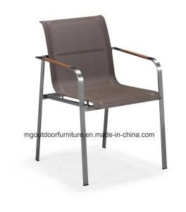 Hot Sale Modern Outdoor Furniture Dining Chair with Teak Arms