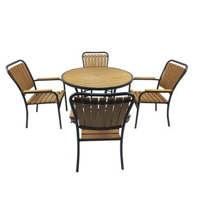 Restaurant Furniture Outdoor Table Plastic Wood Garden Bistro Chair Set