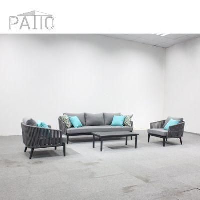 Outdoor Furniture Rope Weaving Aluminum Frame Garden Sofa