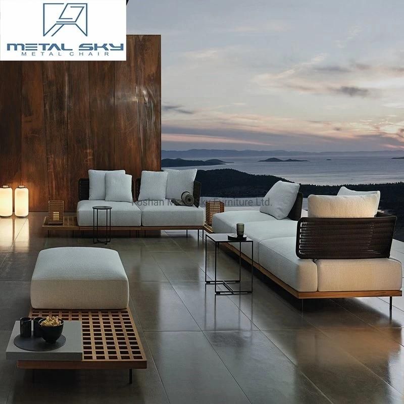 Aluminum Teak Garden Hotel Villa Patio Combination Rattan Outdoor Sofa