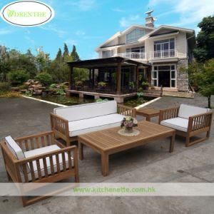 Solid Wood Outdoor Sofa Set with Beige Mat (WH-D387)