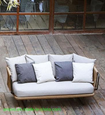 Outdoor Courtyard Outdoor waterproof Durable Garden Rattan Rope Wicker Chair Restaurant Marble Dining Table Set Patio Furniture