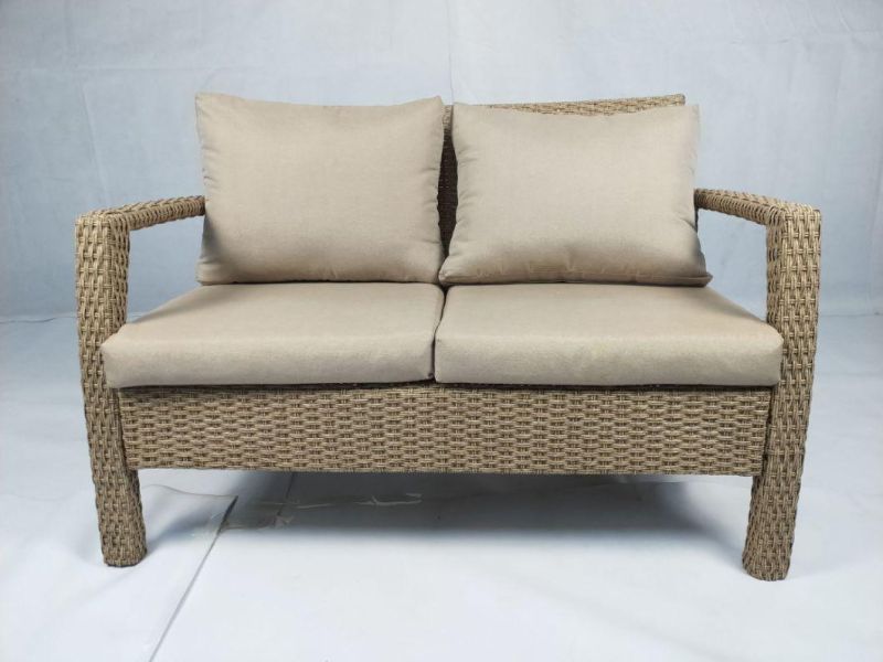 Hot Sale Modern Outdoor Aluminum Frame Sea Grass Color PE Rattan Sofa Set