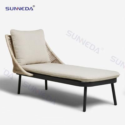 Garden Outdoor Furniture Poolside Stain-Resistant Backrest Aluminum Metal Single Bed