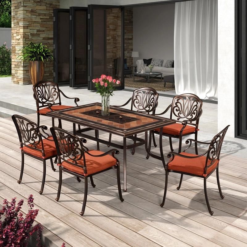 BBQ Garden/Patio Table and 4 Chair Set, Cast Aluminium Finished in Black, Cast Garden Furniture Sets