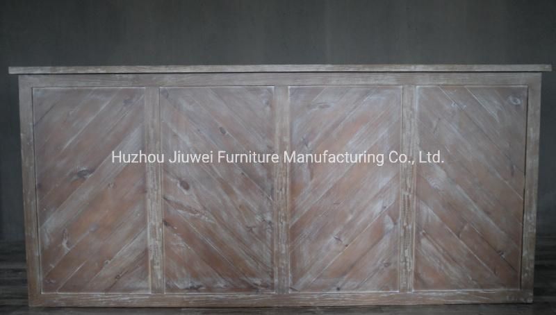 Parquet Rustic Reclaimed Pine Wood Outdoor Party Wedding Furniture Bar Table with Casters