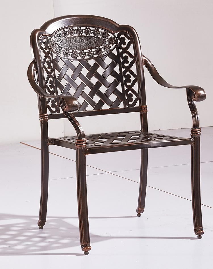 Factory Direct Sale Garden Metal Cast Aluminum Patio Dining Chairs with Arms